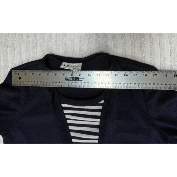 S.L. Petites Womens 10P Striped Knit Sweater Cardigan Blue Casual Lightweight - Picture 3 of 8